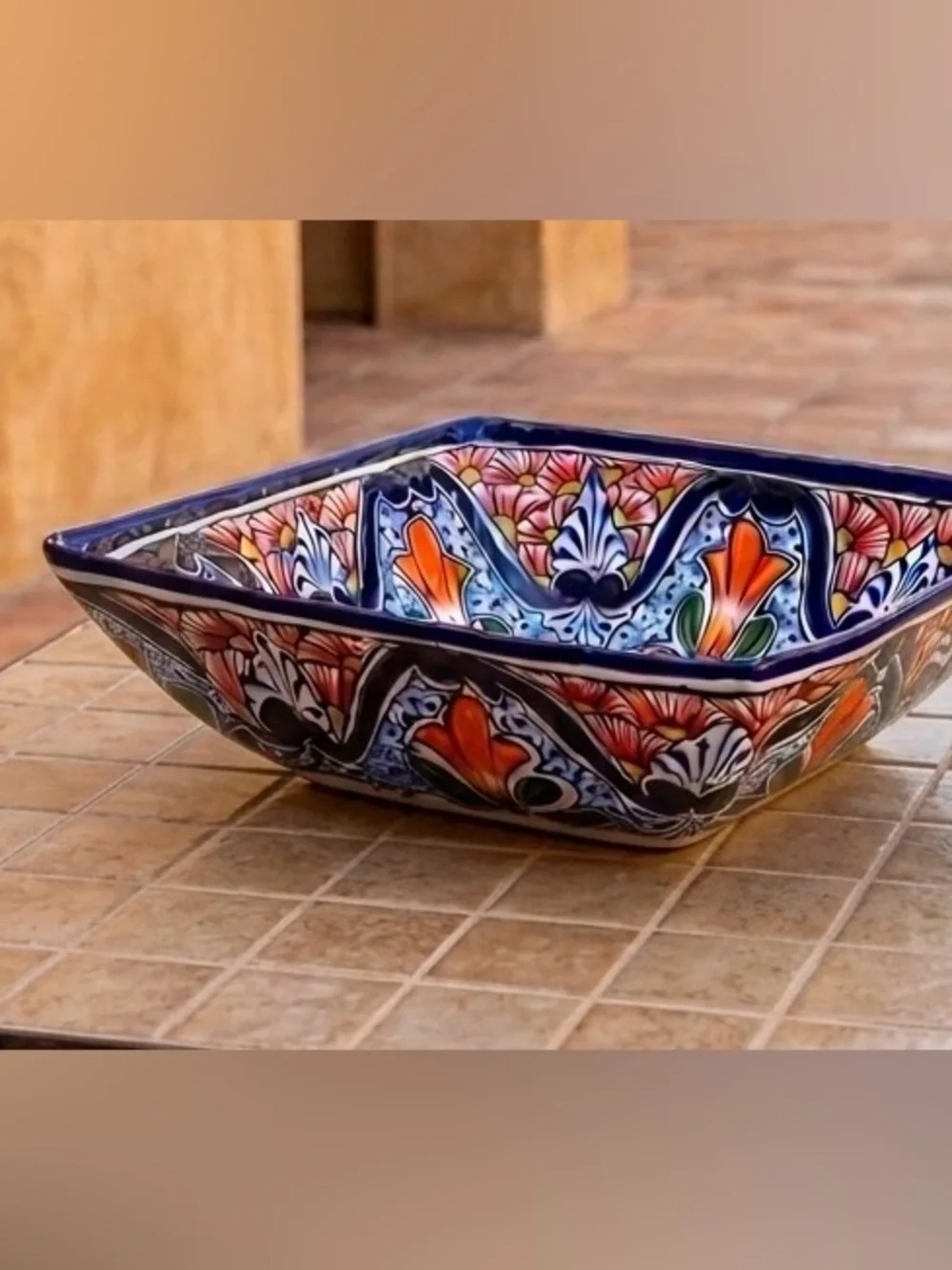 Vintage Talavera Rectangular Serving Bowl Pottery Dish Hand Crafted Mexico 12” - Picture 1 of 10